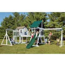 Vinyl Swing Set C8 Bridge Escape by Swing Kingdom  - White & Green